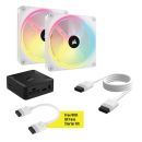 FA-CQX140Wx2+H Corsair iCUE Link QX140 White RGB 140mm PWM PC Fans Starter Kit with iCUE LINK System Hub