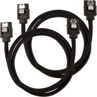 Corsair Premium sleeved SATA Data cable Set with straight connectors - Black - 60cm