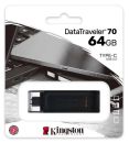 FD-K64G70 Kingston Datatraveler 70 Black USB3 type-C 64Gb Flash Drive