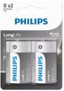 R20L2B/40 Philips Longlife battery D 2 pack