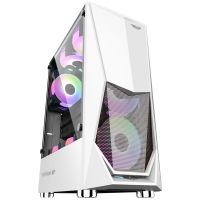 Armaggeddon Tritron 1 Dual Chamber Tempered Glass Side Panel Gaming PC Case - White