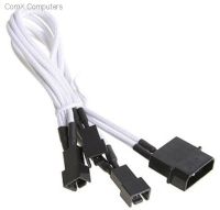 Bitfenix alchemy multisleeved cable - 20cm - 1x 4pin Molex to 3x 3pin power cable for CPU fan or System fan - 5V - White