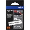 TZFX231 Brother TZe-FX231 12mm Black on White Flexible ID label tape