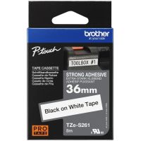 TZS261 Brother TZe-S261 36mm Black on White Flexible and strong adhesive Laminated Tape