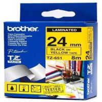 MTZ651 Brother 24mm Black On Yellow Laminated Tape - 8m