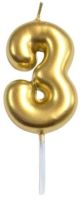 Casey 10cm Gold Numerical Birthday Candle Nr.3