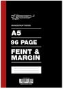 6009635830475-5PK Freedom A5 Manuscript Book 1 Quire 96 Pages Feint and Margin - Pack of 5 - No Warranty