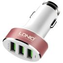 DL-C501 Ldnio DL-C501 Rosegold 3 Port USB Car Charger