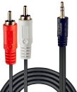 CAB-STEREO-2RCA-3ML Lindy Premium 2x Phono 3.5 mm, 3m Audio Cable