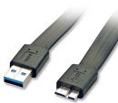 CAB-USB3-AM-MICB-F2M Lindy 2m USB 3.0 Flat A-m To Micro-b Cable