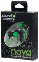 178860 Manhattan Black-Green Sound Science Nova Sweatproof Earphones