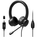 901605 Port headset with Microphone - USB Type-A and USB Type-C - Black