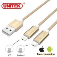 CAB-MICUSB-LIGHT-UGD Unitek Y-C4023GD 1.5m 2-1 Micro & Lightning Gold Cable
