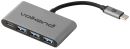 VK-20058-BK VolkanoX Core Hub Series USB Type-C to 3x USB 3.0 Plus Power - 10cm - Charcoal